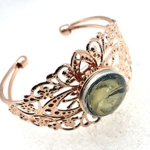 Filigree cuff bracelet bangle with Handmade 20mm snap SB20 rose gold color